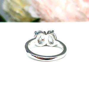 Pear Oval CZ 2 Stone Engagement Ring Toi Et Moi You and Me