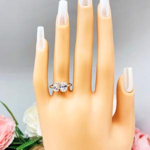 Pear Oval CZ 2 Stone Engagement Ring Toi Et Moi You and Me