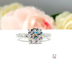 Round CZ Sterling Silver Pave Engagement Ring Optional Matching Band