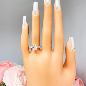 Radiant CZ Pave Sterling Silver Engagement Ring Optional Matching Band