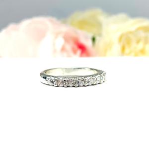 Round CZ Wedding Band Half Eternity 2.5mm 10 Stone
