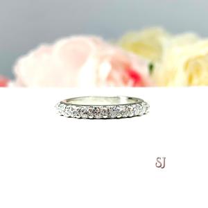 Round CZ Wedding Band Half Eternity 2.5mm 10 Stone