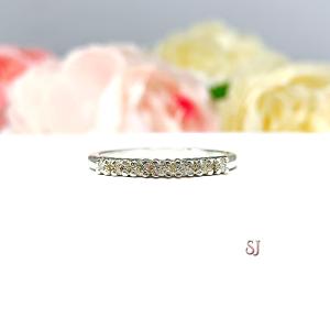 Round Near Colorless CZ Wedding Band 2mm Seven Stone