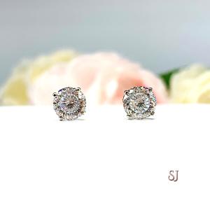 Round Portuguese Cut Moissanite Stud Earrings - 14k white gold screw back settings - Authentic stones 2 ct total -   FREE 3RD DAY UPS