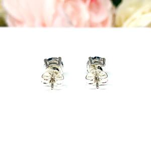 London Blue Moissanite Stud Earrings - Round authentic moissanite - Sterling silver settings