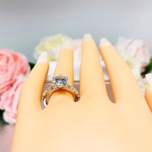 Round CZ Sterling Silver Pave Engagement Ring 6 Prong Tulip Design Optional Matching Band