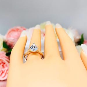 Pear CZ Engagement Ring Cathedral Sterling Silver 3 Prong