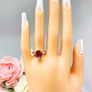 Round Lab Created Ruby Solitaire Ring Sterling Silver