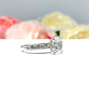 Oval CZ Pave Sterling Silver Engagement Ring Optional Matching Band