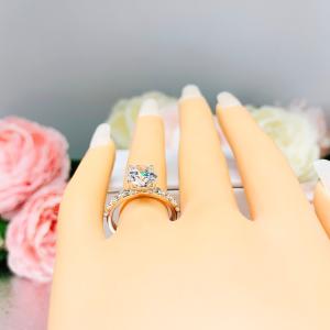 Round CZ Sterling Silver Pave Engagement Ring Optional Matching Band