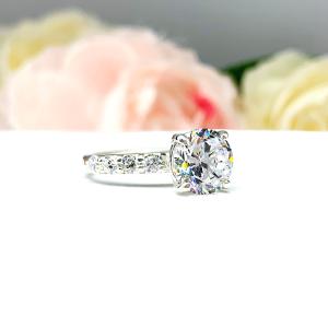 Round CZ Sterling Silver Pave Engagement Ring Optional Matching Band