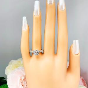 Round CZ Sterling Silver Pave Engagement Ring Optional Matching Band