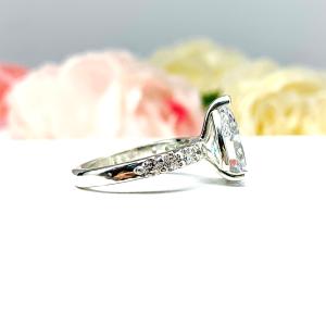 Pear CZ Pave Sterling Silver Engagement Ring Optional Matching Band