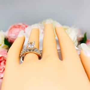 Radiant CZ Pave Sterling Silver Engagement Ring Optional Matching Band