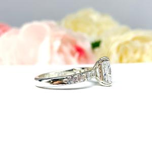 Radiant CZ Pave Sterling Silver Engagement Ring Optional Matching Band