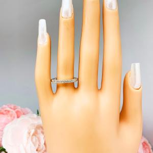 Round Near Colorless CZ Wedding Band 2mm Seven Stone