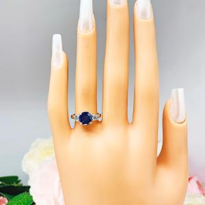 Lab Blue Sapphire Blue Moissanite 3 Stone Engagement Ring Sterling Silver Authentic