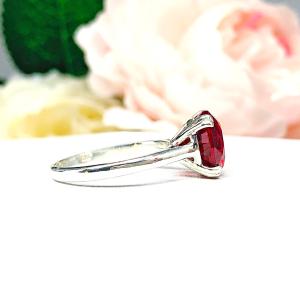 Round Lab Created Ruby Solitaire Ring Sterling Silver