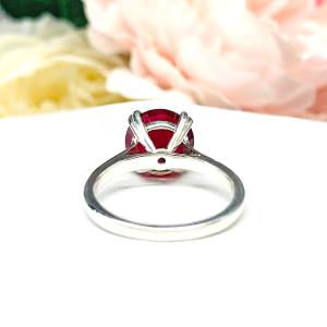 Round Lab Created Ruby Solitaire Ring Sterling Silver