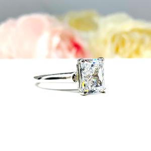 Radiant CZ Engagement Ring Cathedral Setting