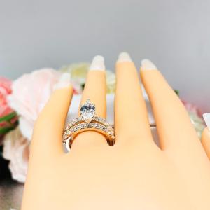Marquise CZ Pave Engagement Ring Sterling Silver Ring Set Optional Matching Band