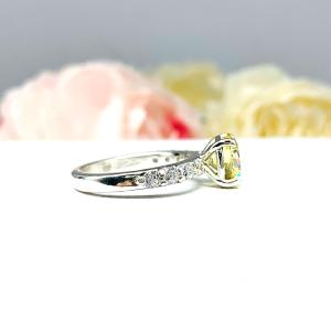 Yellow Round CZ Pave Engagement Ring Sterling Silver Optional Matching Band