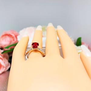 Lab Ruby Oval Engagement Ring CZ Pave Accents Sterling Silver Optional Matching Band