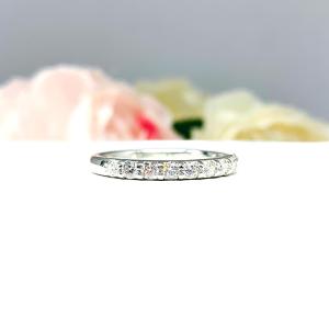 Round Moissanite Wedding Band -  2.5mm authentic moissanites - Sterling silver half-eternity setting