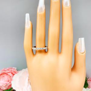 Round Moissanite Wedding Band -  2.5mm authentic moissanites - Sterling silver half-eternity setting