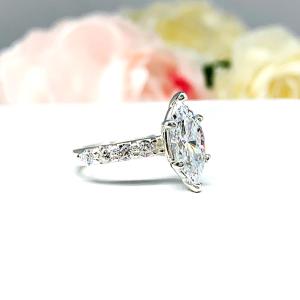 Marquise CZ Pave Engagement Ring Sterling Silver Ring Set Optional Matching Band