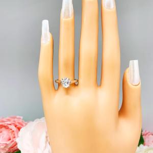Oval CZ Sterling Silver Cathedral Engagement Ring