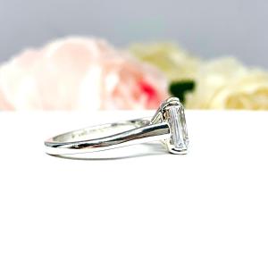 Emerald CZ Engagement Ring Cathedral Setting