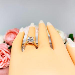 Emerald CZ Engagement Ring Cathedral Setting