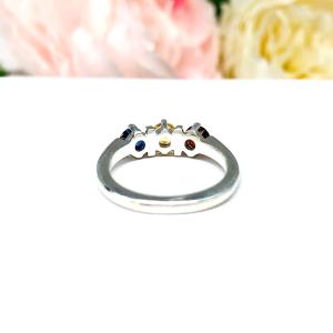 Sterling Silver 3 Stone Mother's Ring - 4mm round gemstones - Grandmother ring - Family Ring - Birthstone Ring