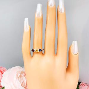 Sterling Silver 3 Stone Mother's Ring - 4mm round gemstones - Grandmother ring - Family Ring - Birthstone Ring