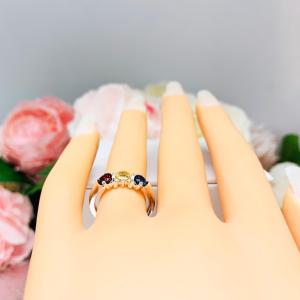 Sterling Silver 3 Stone Mother's Ring - 4mm round gemstones - Grandmother ring - Family Ring - Birthstone Ring