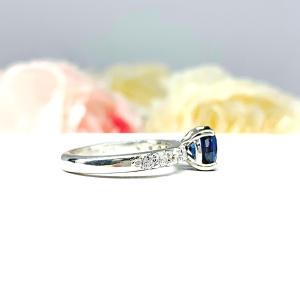 Lab Blue Sapphire Round Engagement Ring CZ Pave Accents Sterling Silver Optional Matching Band