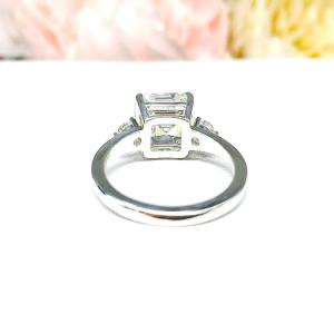 Asscher CZ with Round Accents Engagement Ring White or Near Colorless