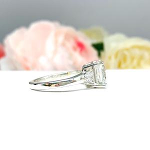 Asscher CZ with Round Accents Engagement Ring White or Near Colorless