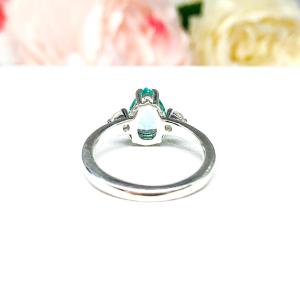 Seafoam Green Lab Spinel Pear Round CZ Ring
