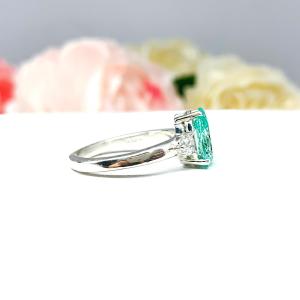 Seafoam Green Lab Spinel Pear Round CZ Ring