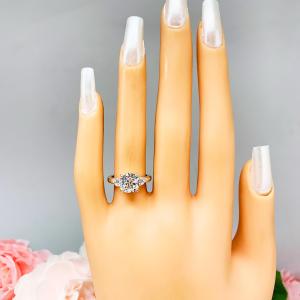 Cushion CZ 8mm Round Accents Engagement Ring White or Near Colorless