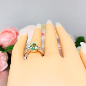 Seafoam Green Lab Spinel Pear Round CZ Ring