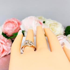 Round CZ 2 Stone Engagement Ring 6mm Toi Et Moi You and Me Near Colorless or White CZs