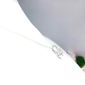 Round CZ Martini Pendant Neckace 3 Prong Sterling Silver Near Colorless Cubic Zirconia