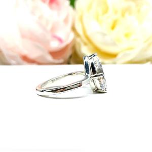 Marquise CZ Engagement Ring Curved Band Sterling Silver Near Colorless CZ