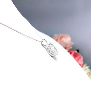 Pear CZ Pendant Sterling Silver Necklace Near Colorless Cubic Zirconia