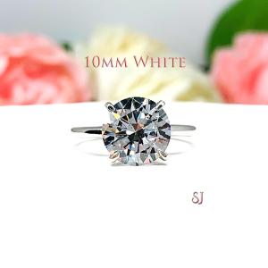 Round CZ Claw Prong Engagement Ring Near Colorless or White CZ
