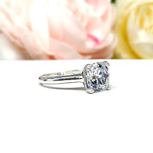 Old Mine Cut 8mm CZ Split Prong Engagement Ring