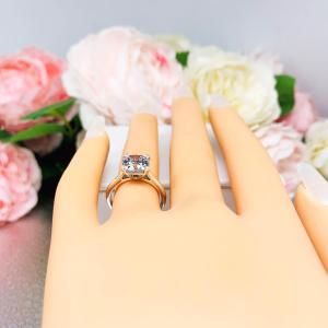 Old Mine Cut 8mm CZ Split Prong Engagement Ring